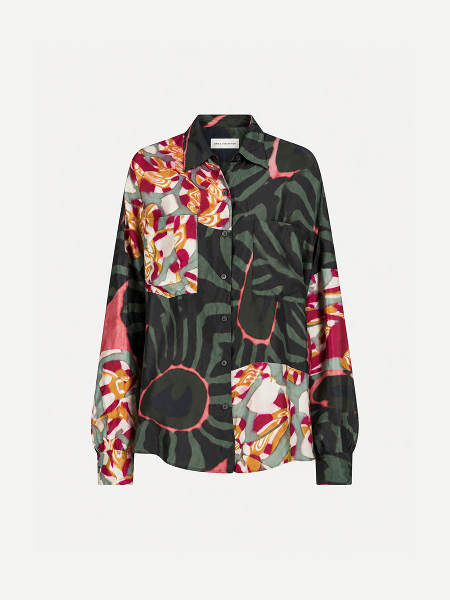 Casia Bis Shirt in Khaki Abstract