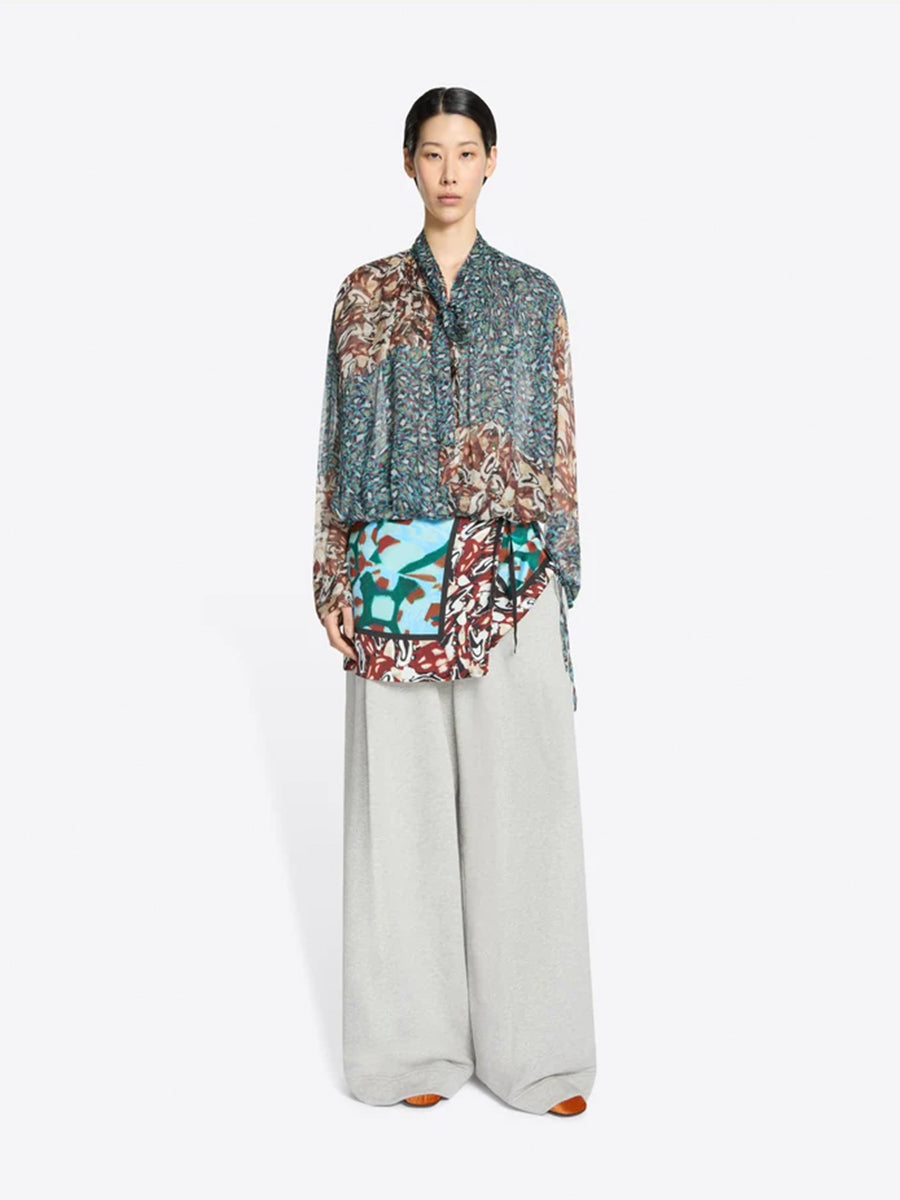Cenvy Scarf Silk Blouse in Petrol Contrast