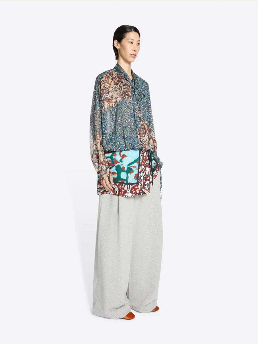 Cenvy Scarf Silk Blouse in Petrol Contrast