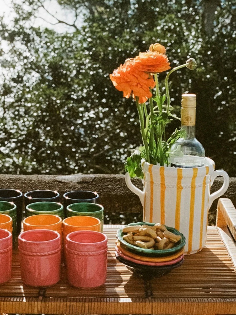 Ceramic Wine Cooler un Yellow Stripe