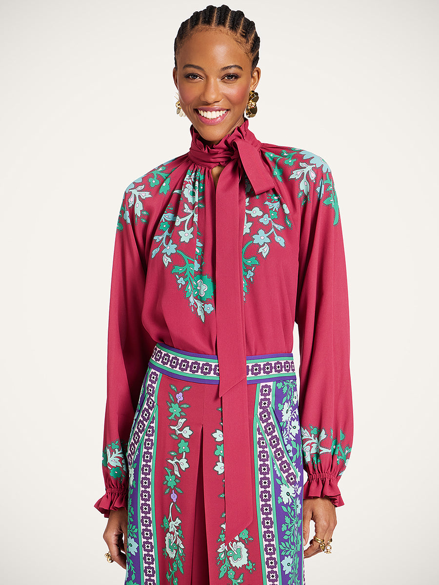 Cerere Blouse in Regalia Placee Red