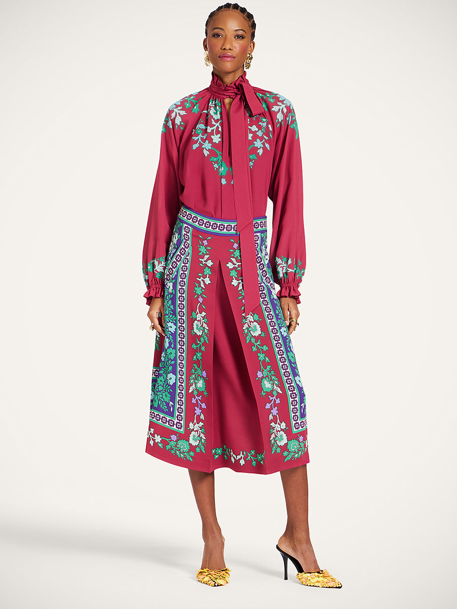 Cerere Blouse in Regalia Placee Red