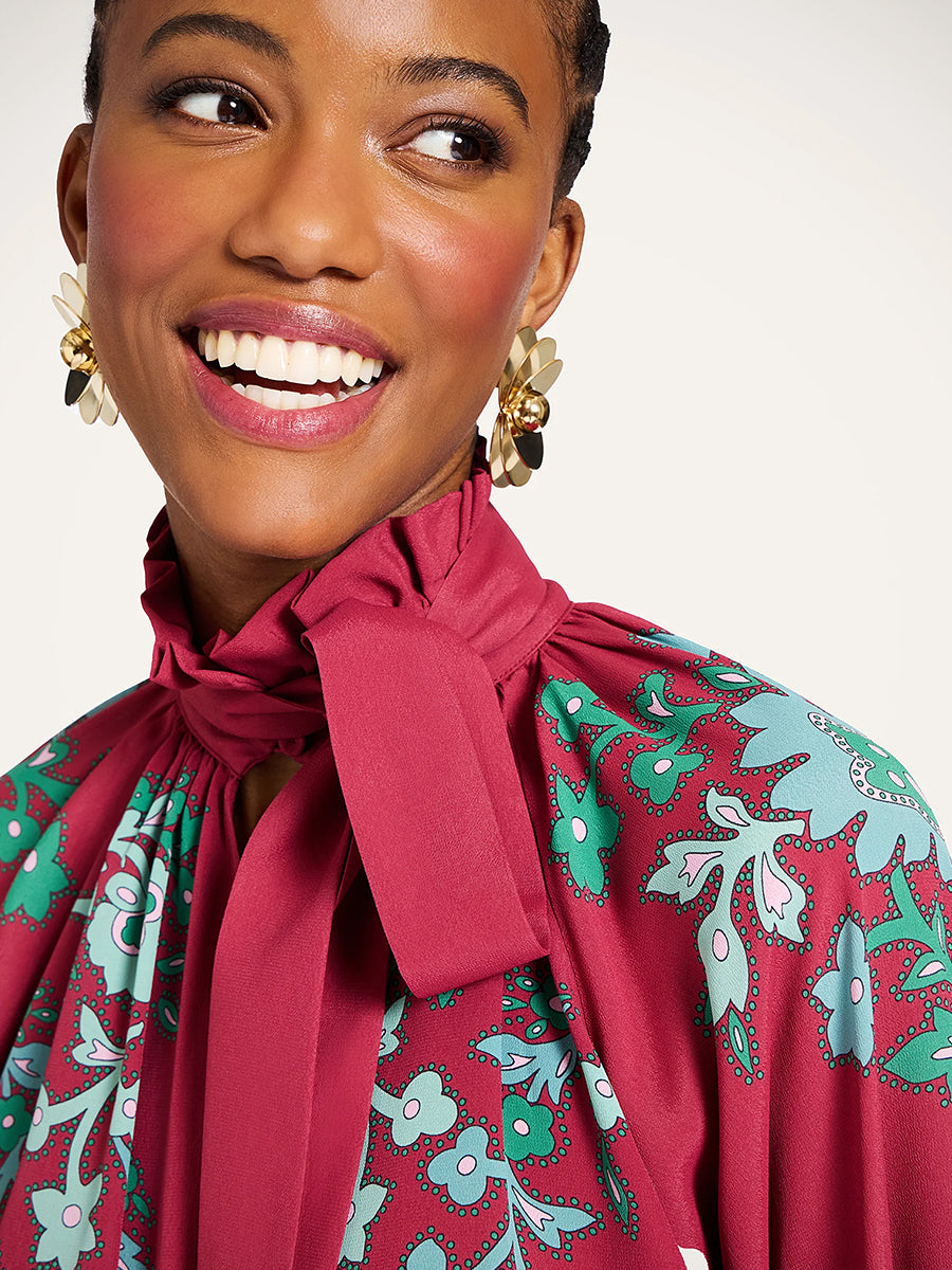 Cerere Blouse in Regalia Placee Red