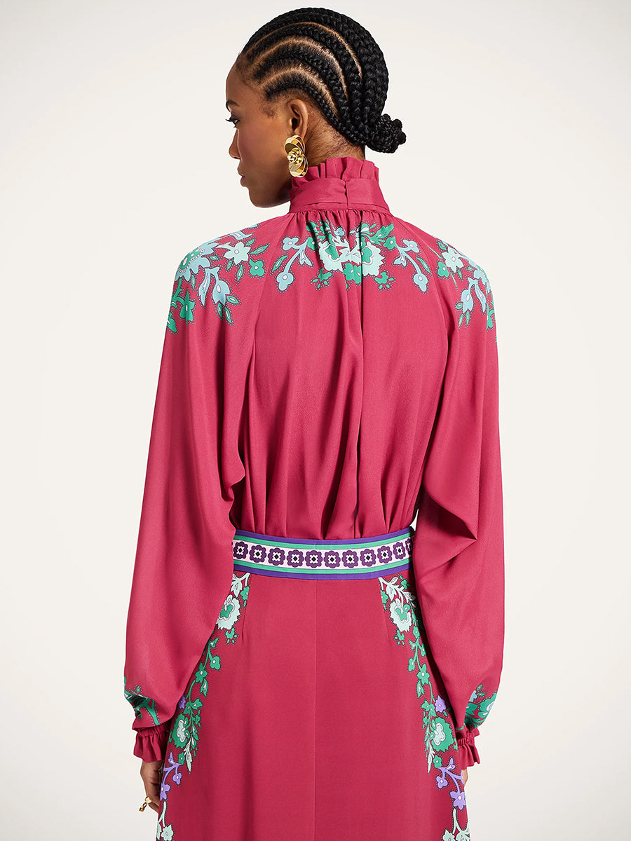 Cerere Blouse in Regalia Placee Red