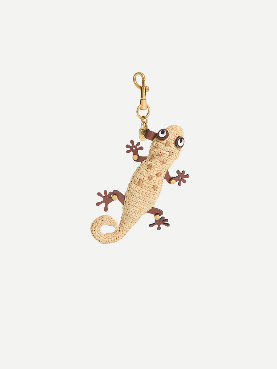 Anya Hindmarch Gecko Charm in Natural Raffia