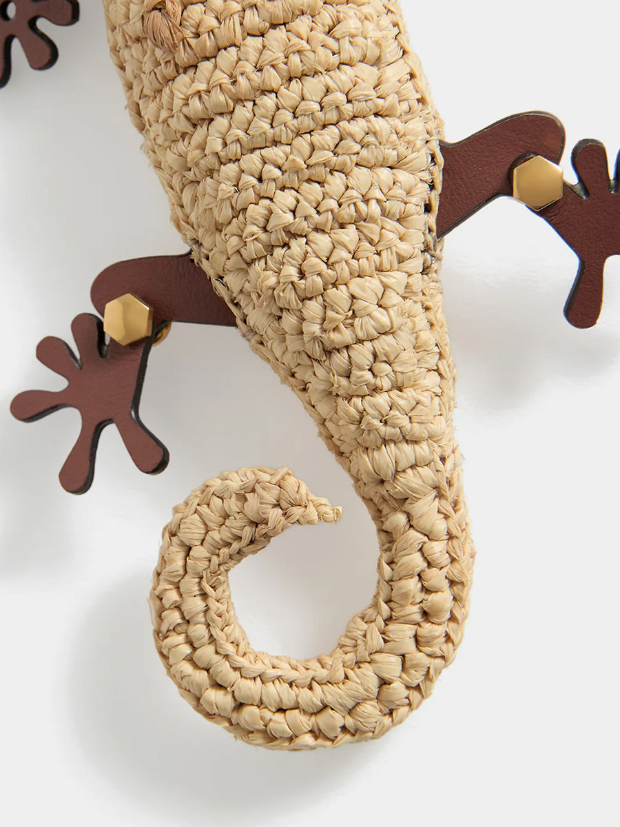 Anya Hindmarch Gecko Charm in Natural Raffia