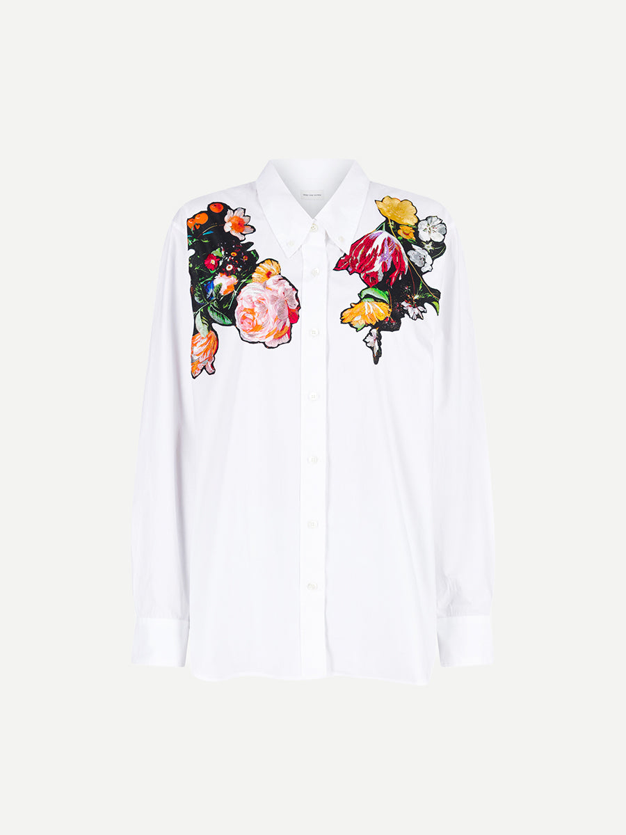 Cheers Bis Floral Embellished Shirt in White