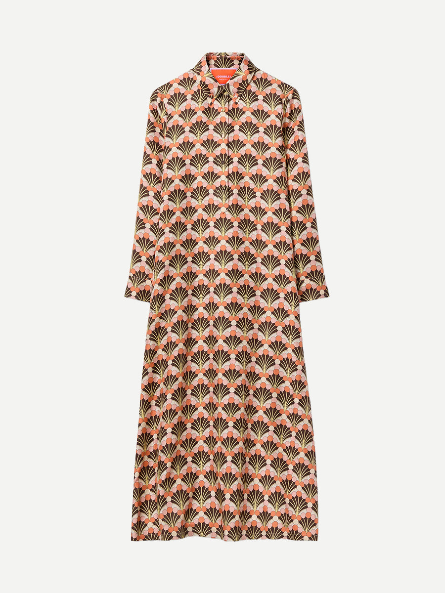 La DoubleJ Chemise Swing Dress in Florette Fan Brown