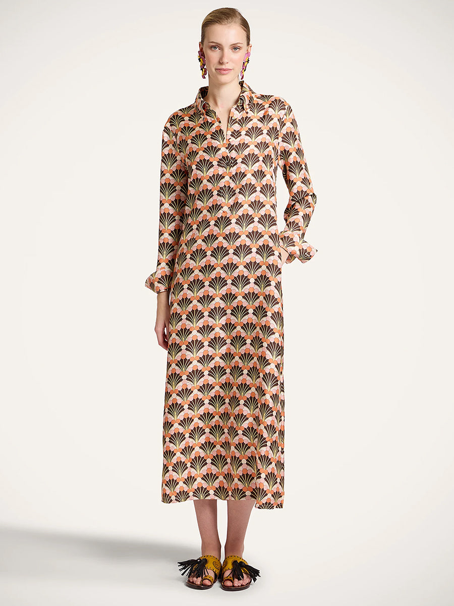 La DoubleJ Chemise Swing Dress in Florette Fan Brown