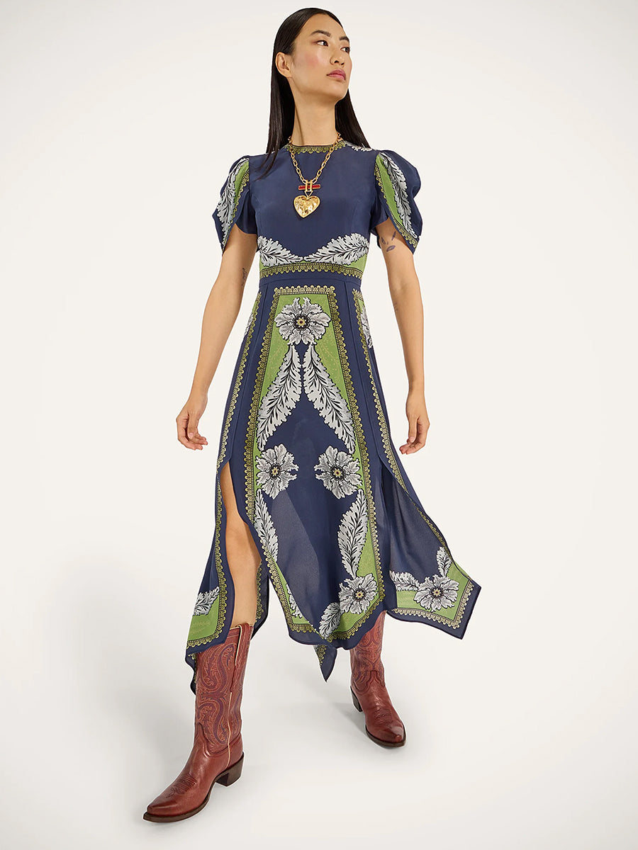 La DoubleJ Cherie Scarf Dress in Bounty Placee Navy