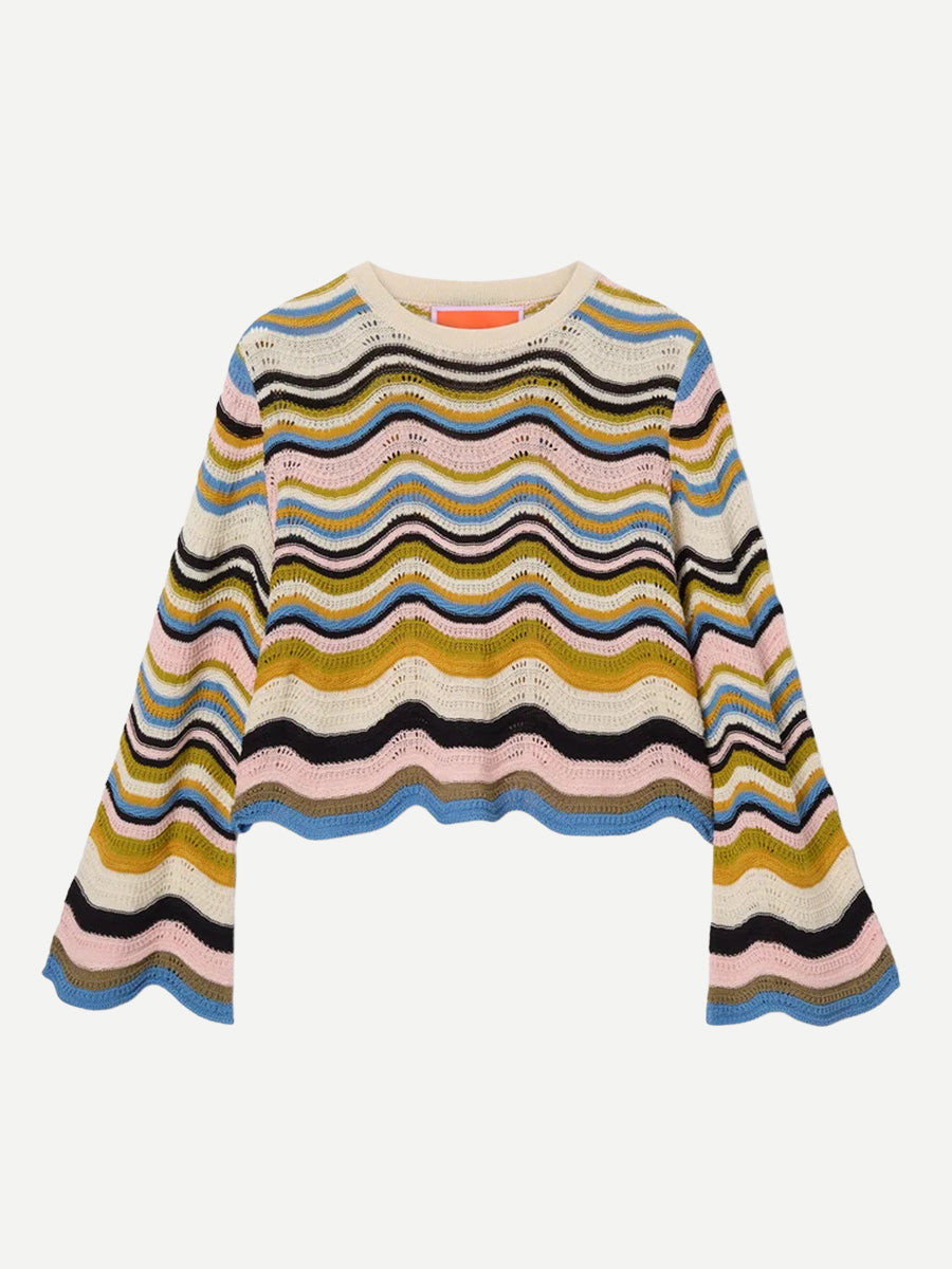 La DoubleJ Chevron Crop Sweater in Pink