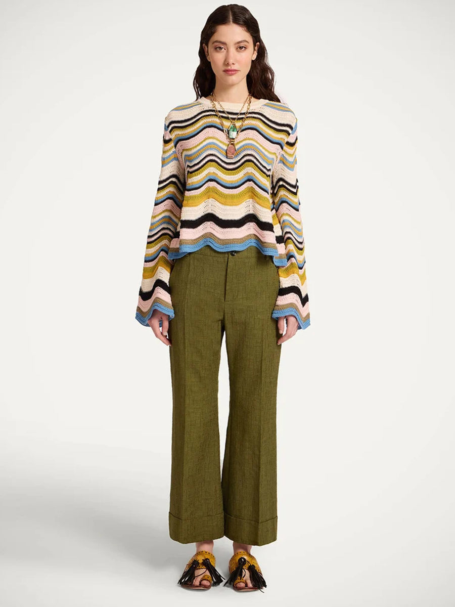 Chevron Crop Sweater in Pink