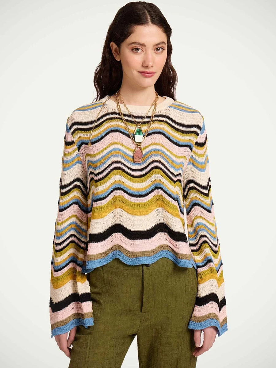 La DoubleJ Chevron Crop Sweater in Pink