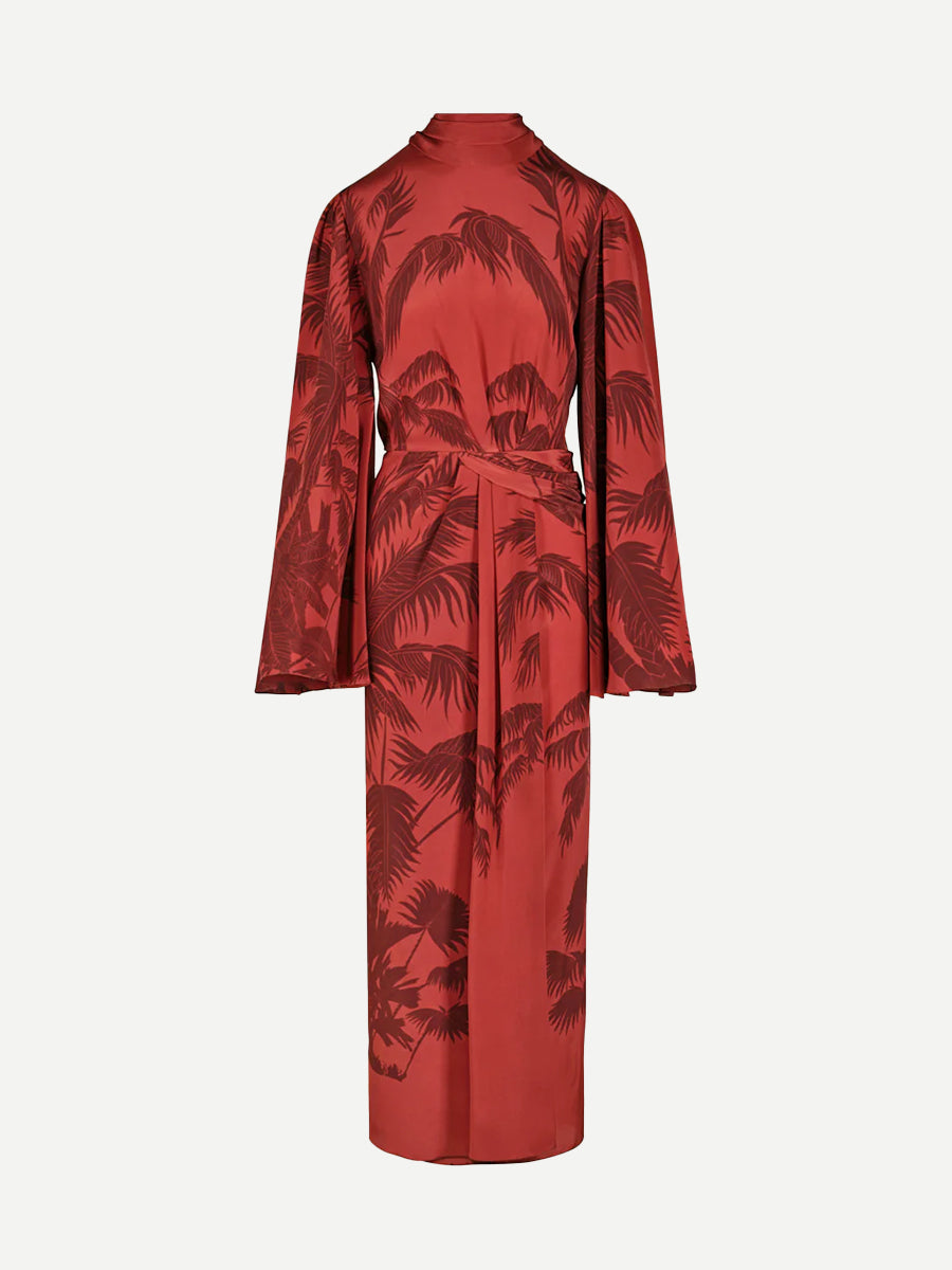 Johanna Ortiz Chilled Paradise Midi Dress in Marsala/Wine