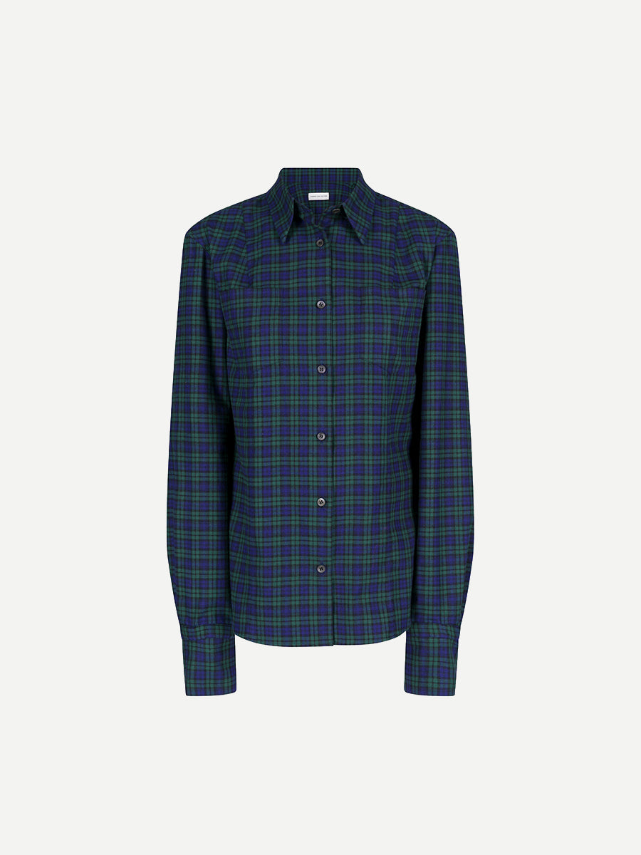 Chloris Bis Shirt in Green Blue Check