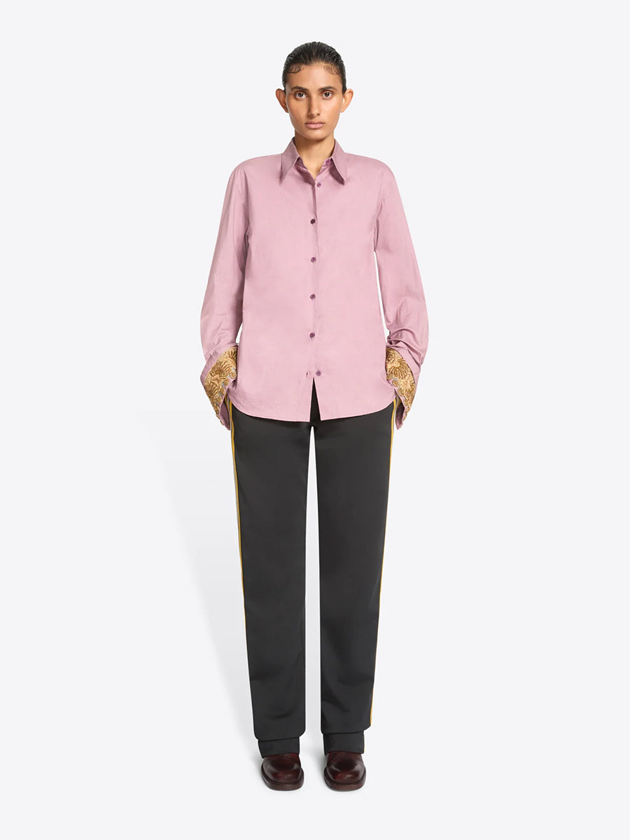 Chloris Embroidered Cotton Shirt in Old Rose