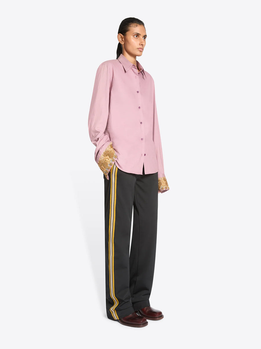 Chloris Embroidered Cotton Shirt in Old Rose