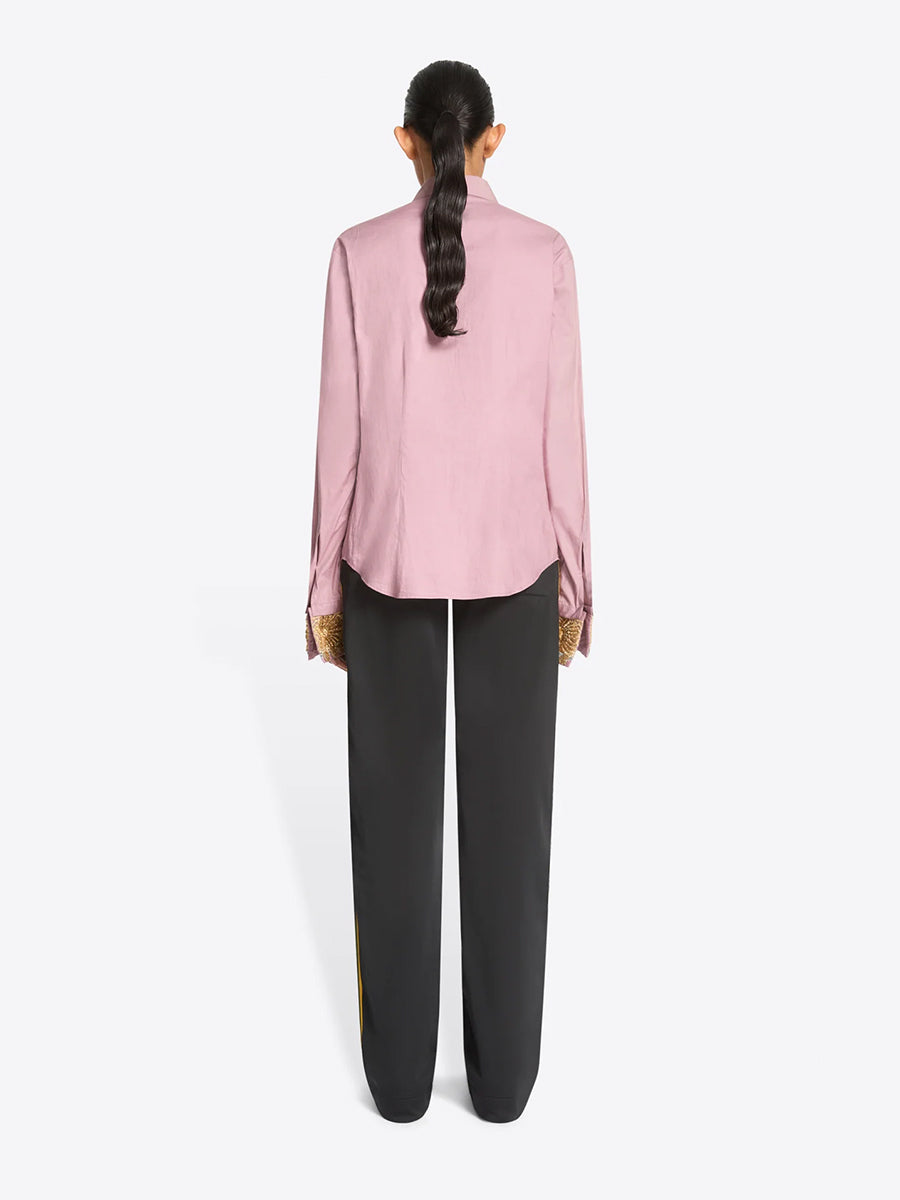 Chloris Embroidered Cotton Shirt in Old Rose