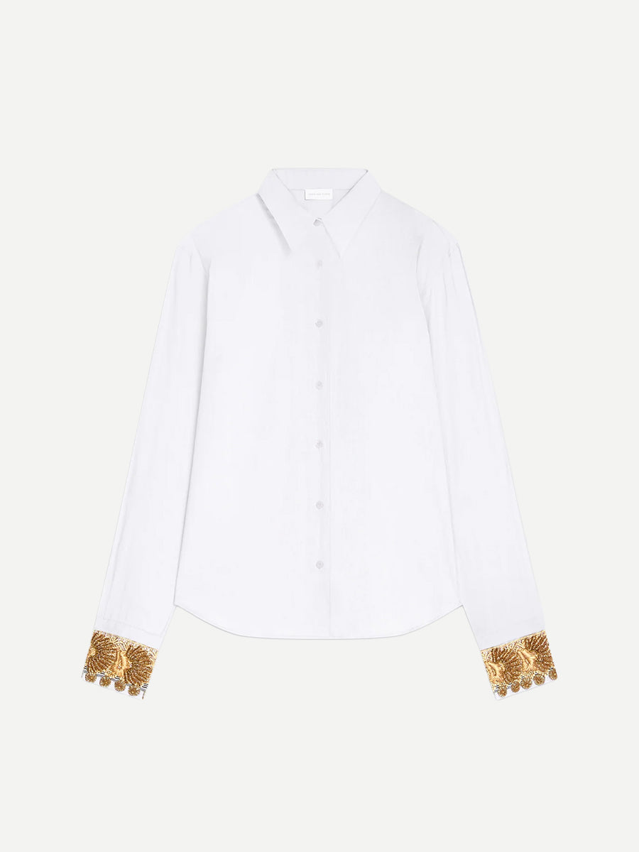 Chloris Embroidered Cotton Shirt in White