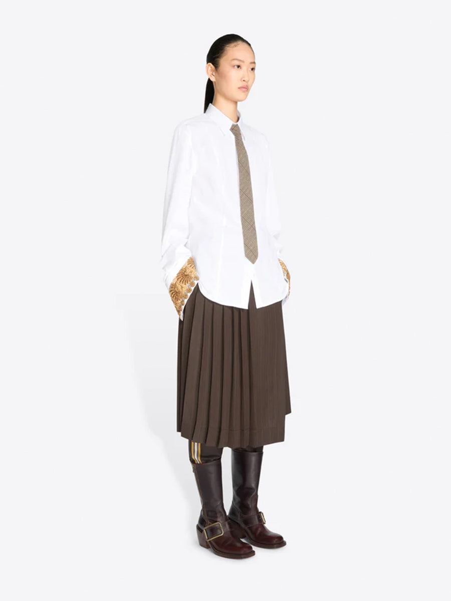 Chloris Embroidered Cotton Shirt in White
