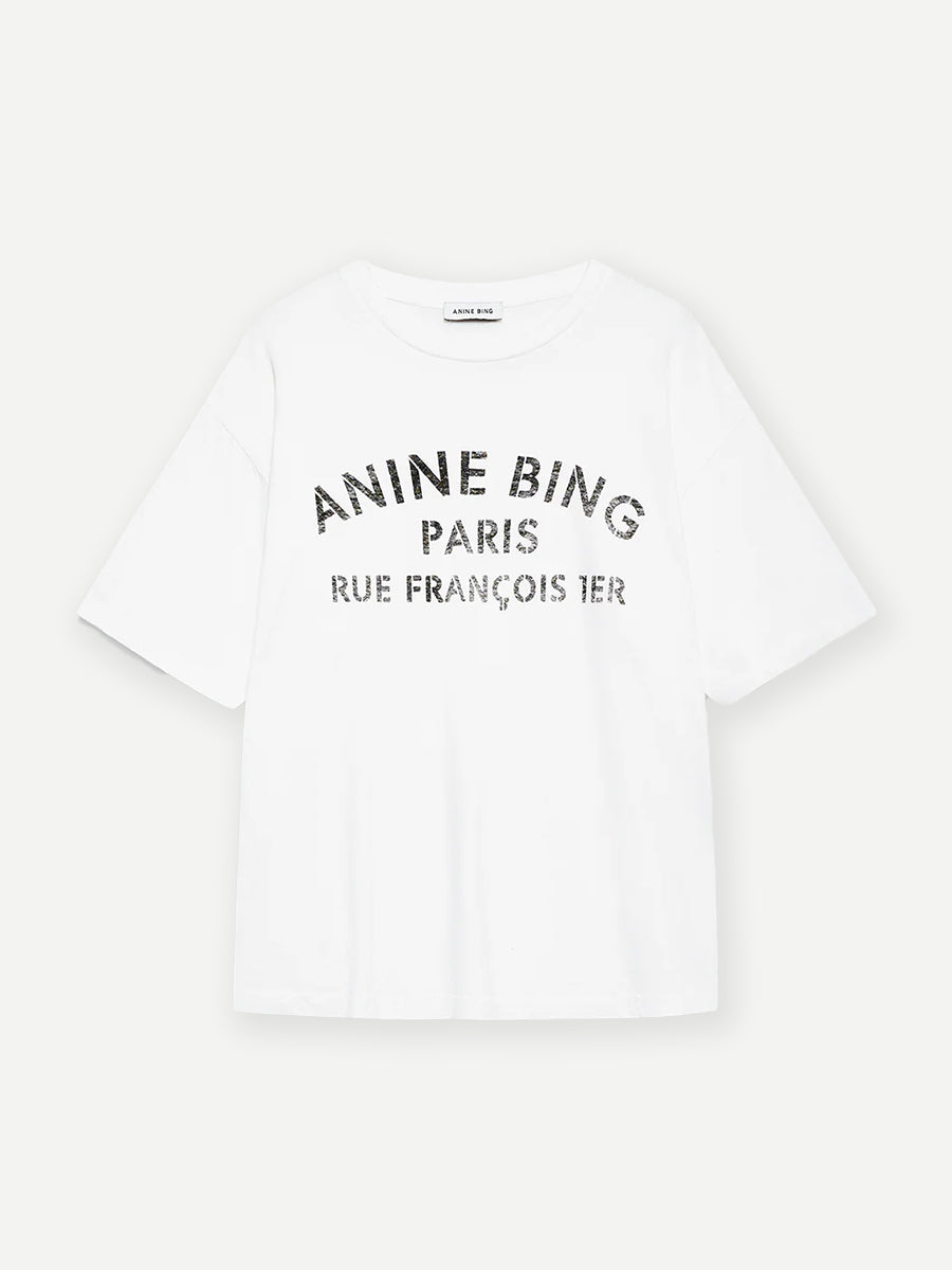 Anine Bing Cohen Tee Paris Stencil in Ivory