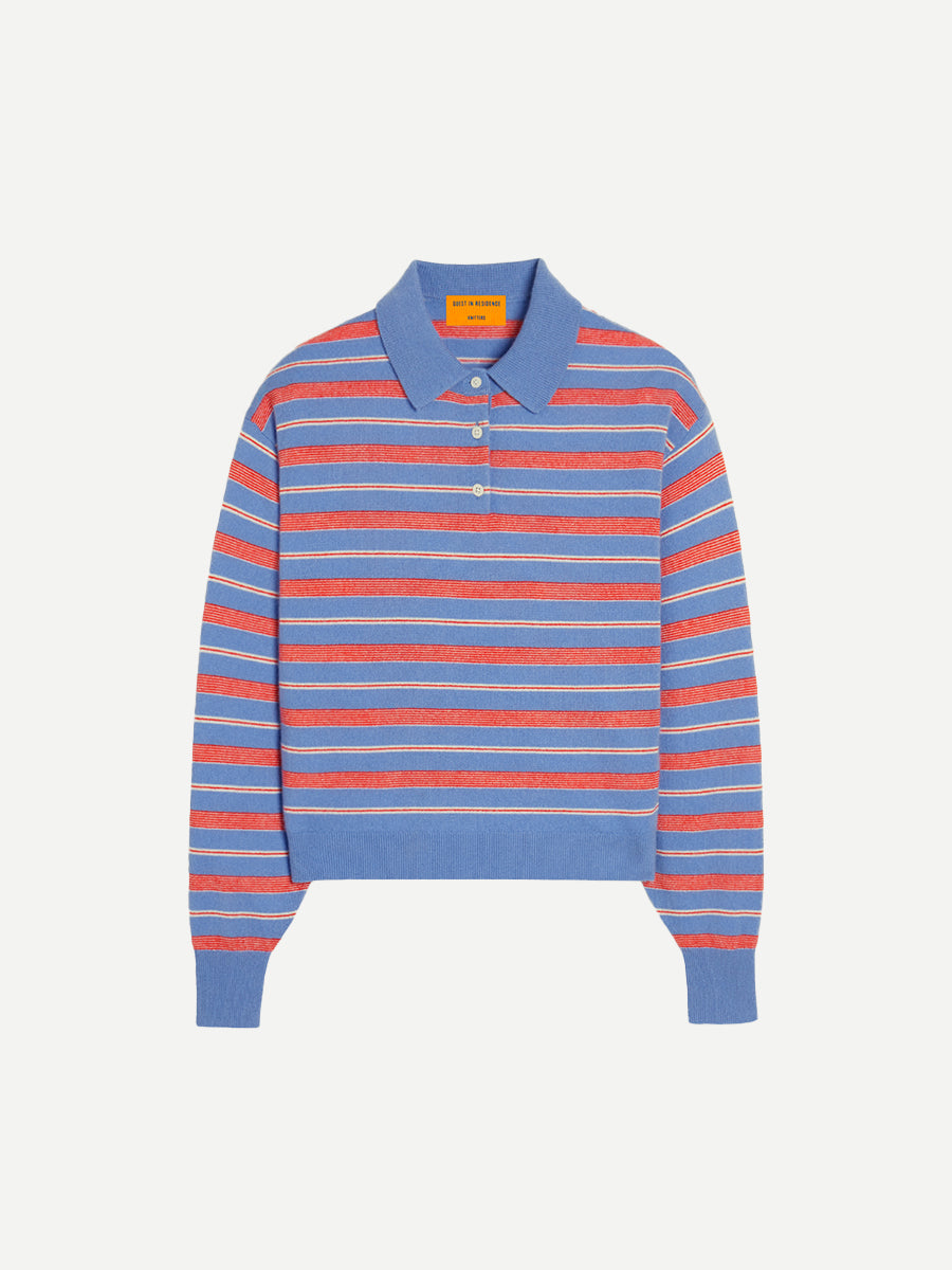 Guest in Residence Collegiate Stripe Polo in French Blue Combo