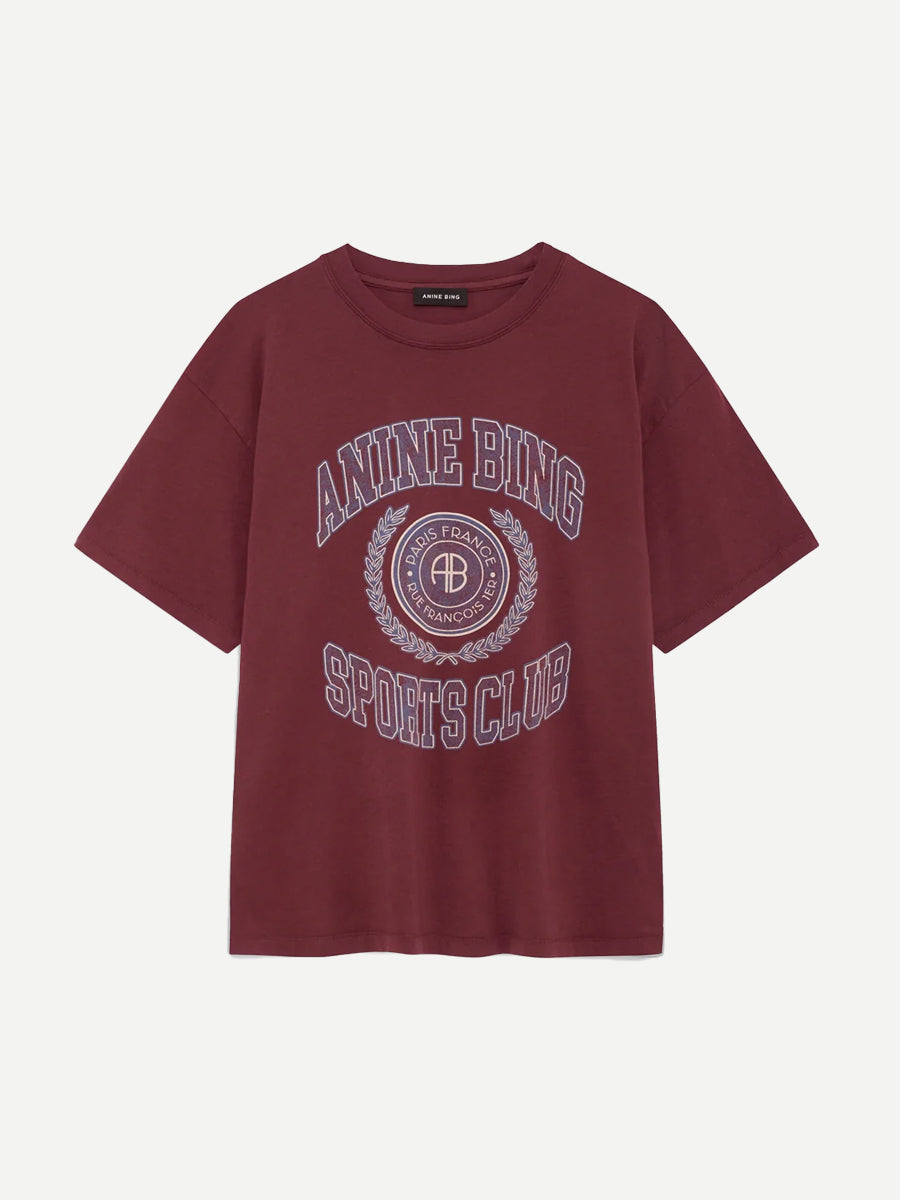 Cade Tee Collegiate in Burgundy