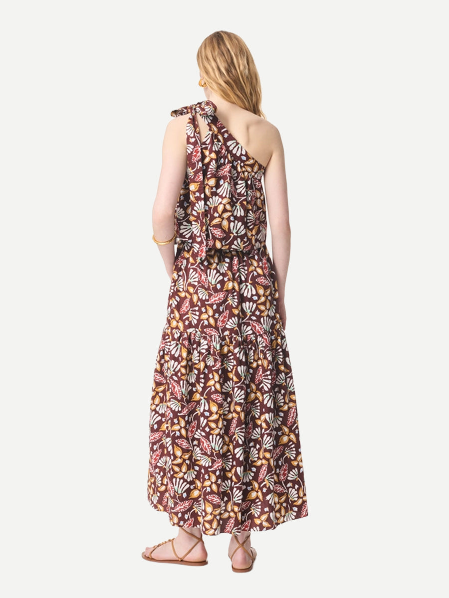 Vanessa Bruno Cora Robe Dress in Classic Brown Botanical