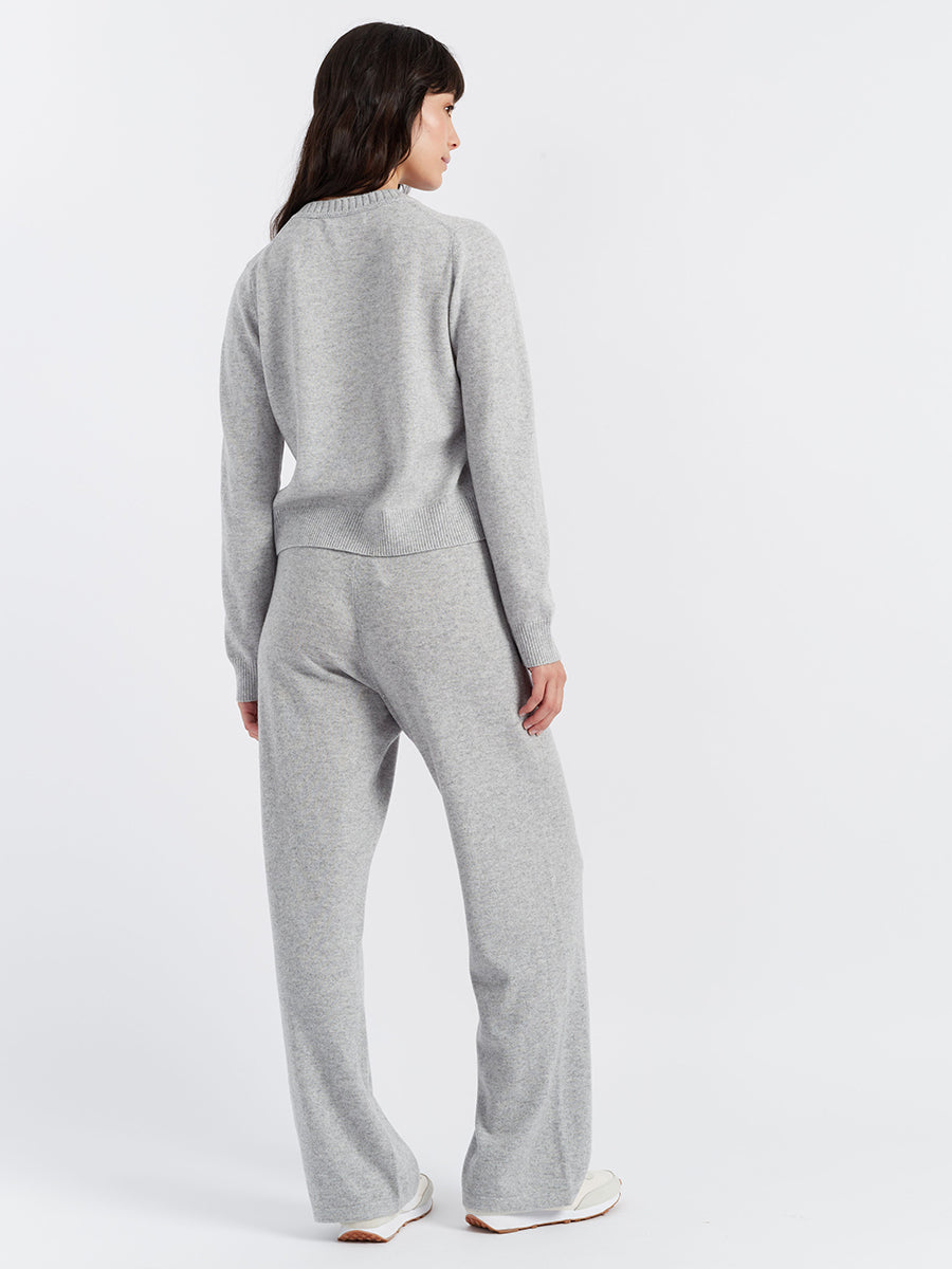 Crew Neck Cardigan in Grey