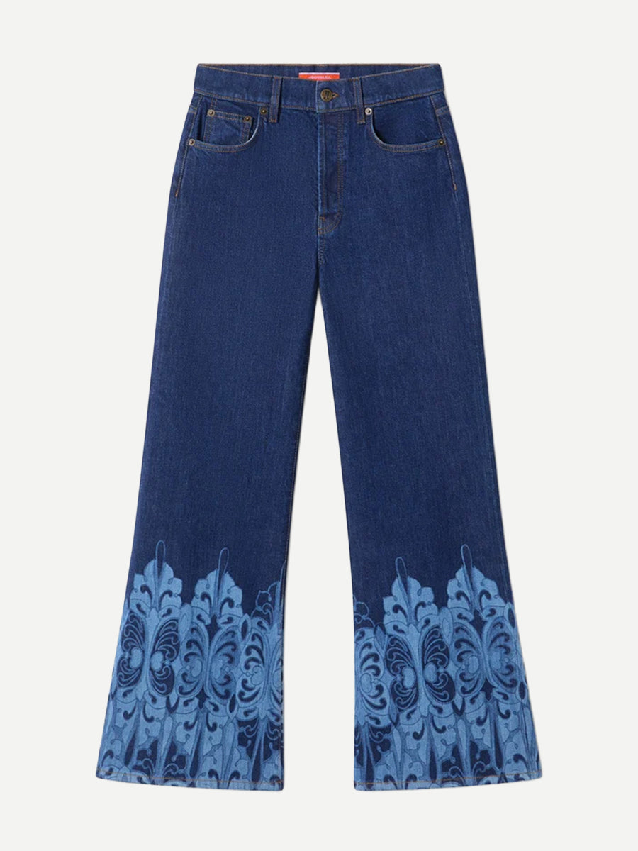 La DoubleJ The Cropped Flare Jean in Cocoon Indigo