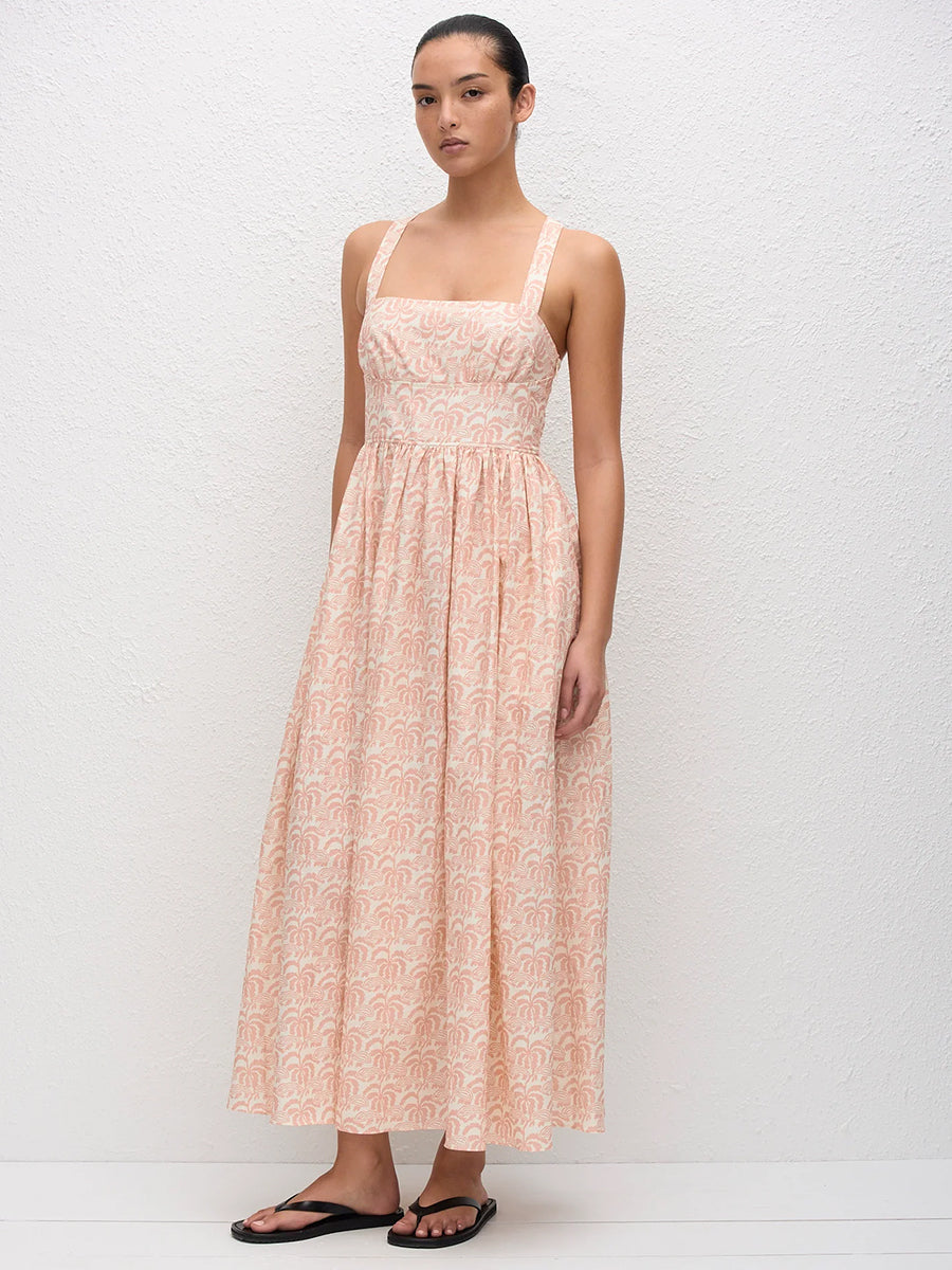 Crossback Linen Dress in Oasis