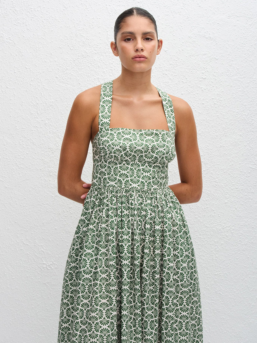 Matteau Crossback Midi Dress in Vetiver