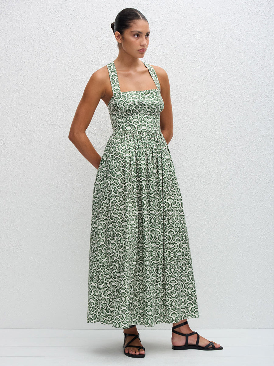 Matteau Crossback Midi Dress in Vetiver