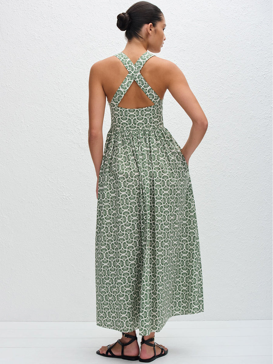 Matteau Crossback Midi Dress in Vetiver