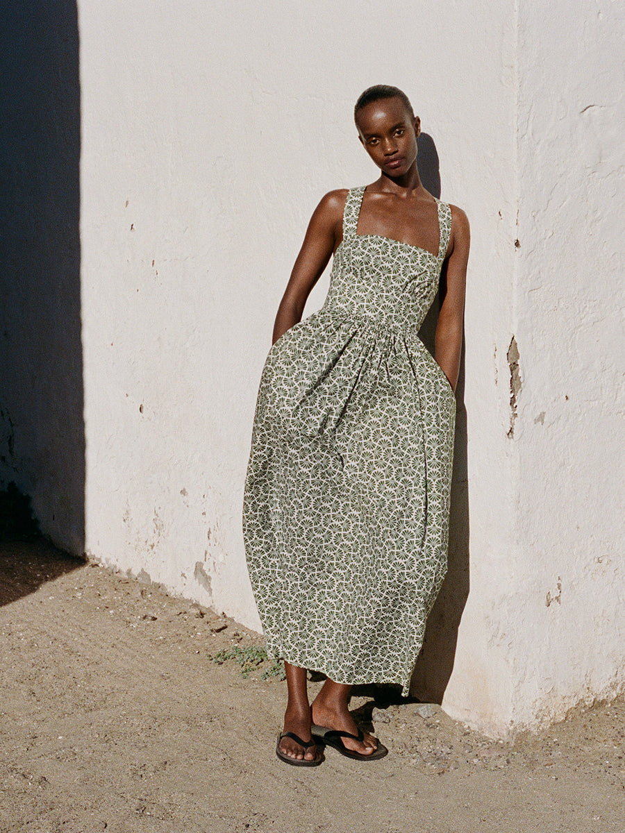 Matteau Crossback Midi Dress in Vetiver