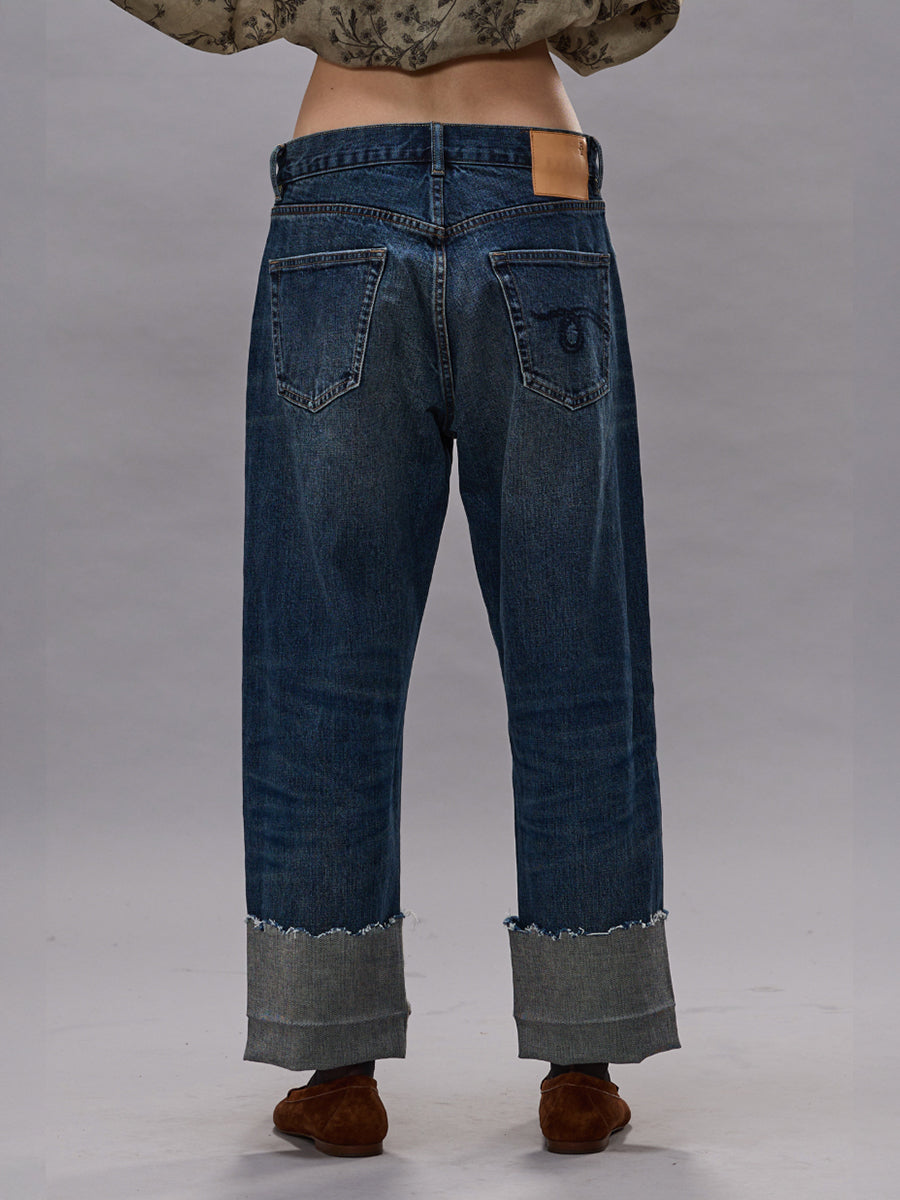 Cuffed X Boyfriend Jean in Caslon Selvedge Blue