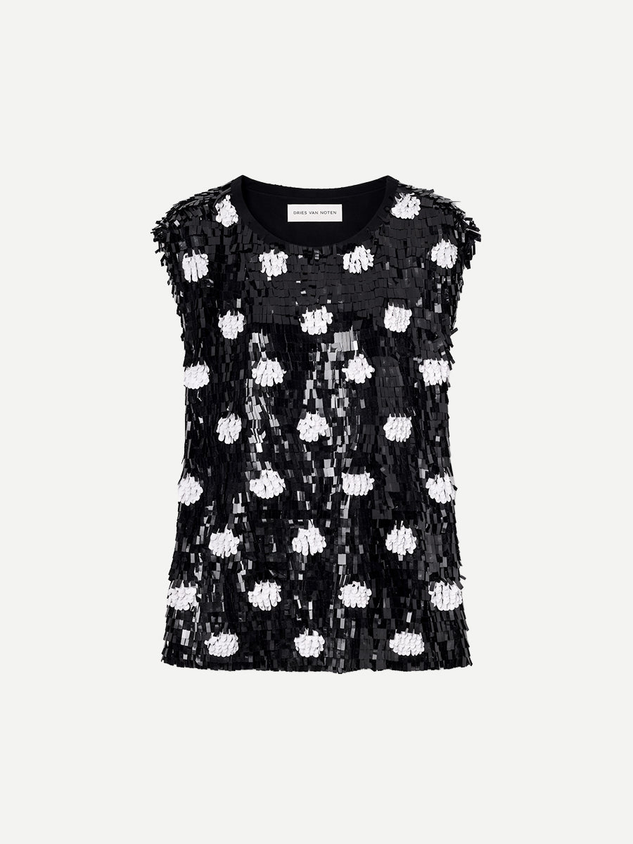 Dries Van Noten Cuzco Embelished Top in Black