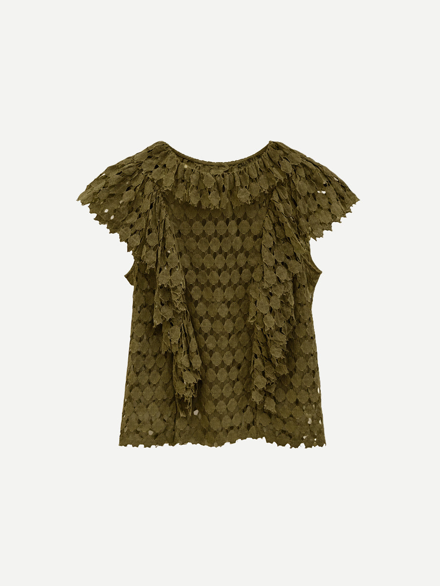 Ulla Johnson Daevy Lace Top in Pine