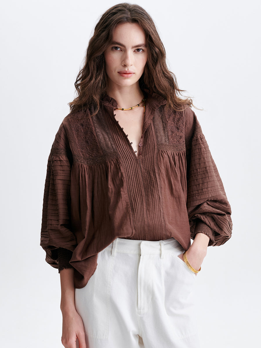 Dahlia Blouse in Brown