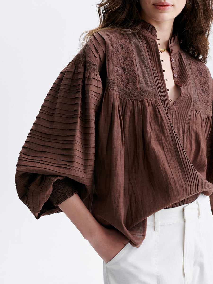 Dahlia Blouse in Brown