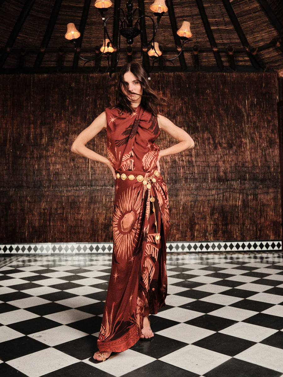 Johanna Ortiz Imaginative Top in Dark Red