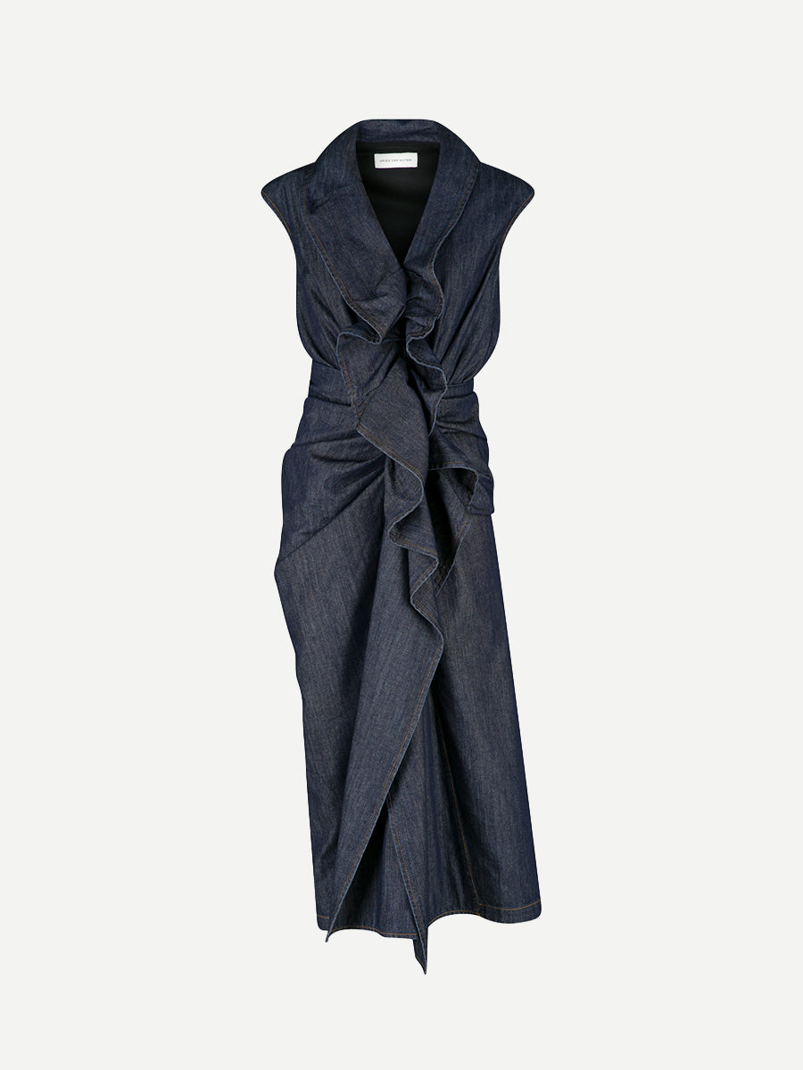 Dries Van Noten Davyl Denim Dress in Indigo