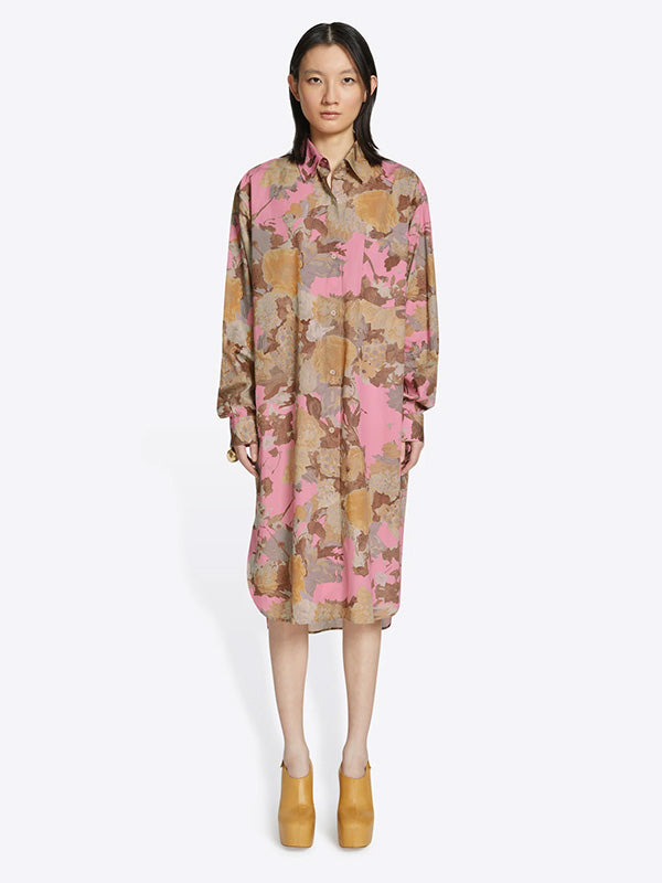 Dries Van Noten Dayley Shirt Dress in Pink