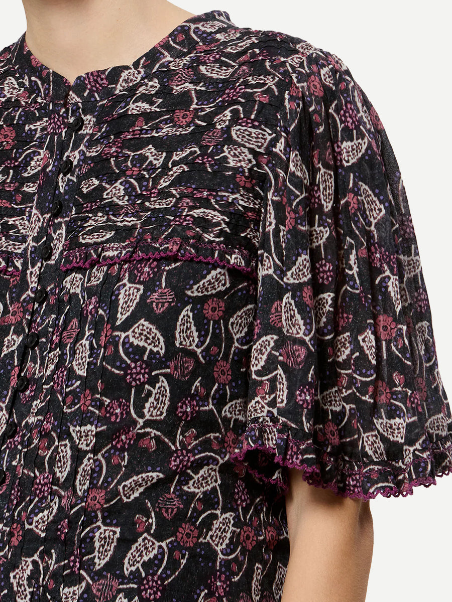 Daynia Dress in Black/Raspberry
