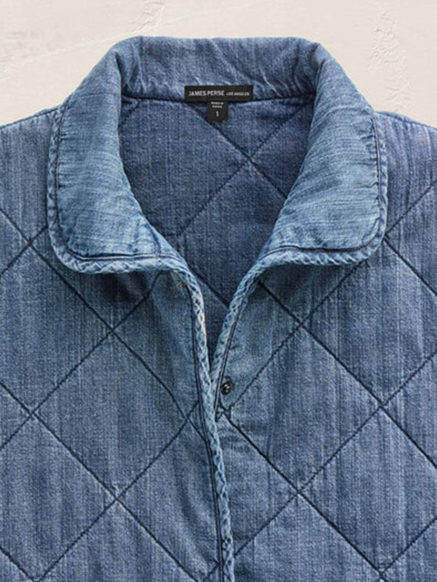 Denim Quilted Jacket in Medium Wash