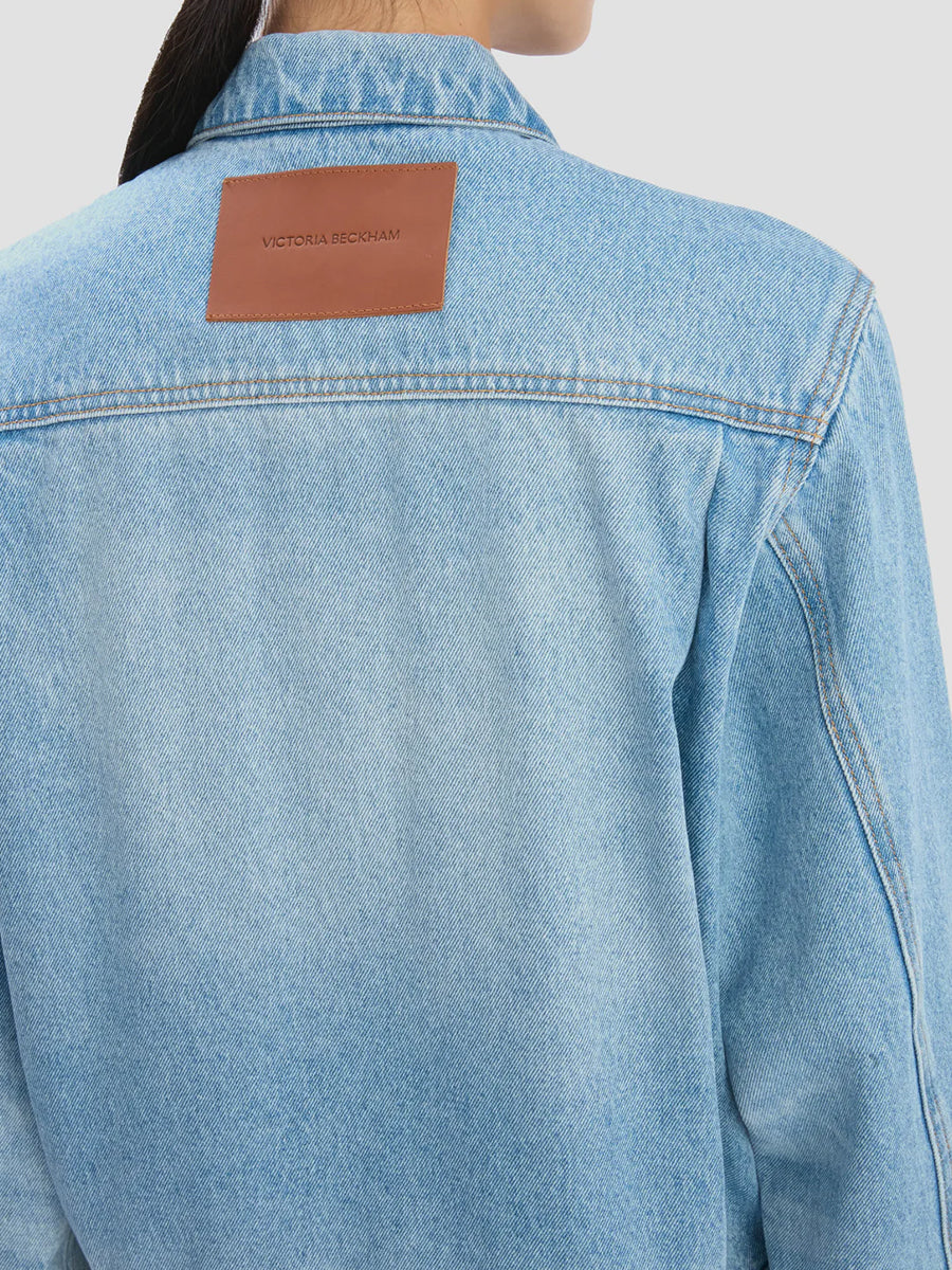 Victoria Beckham Denim Trucker Jacket in Heritage Blue