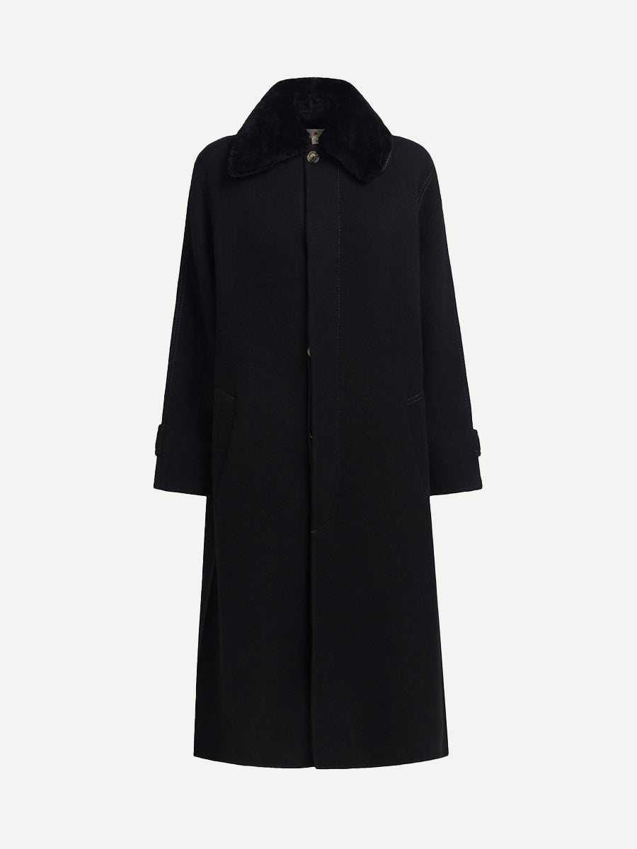 Marni Detachable Collar Duster Coat in Black