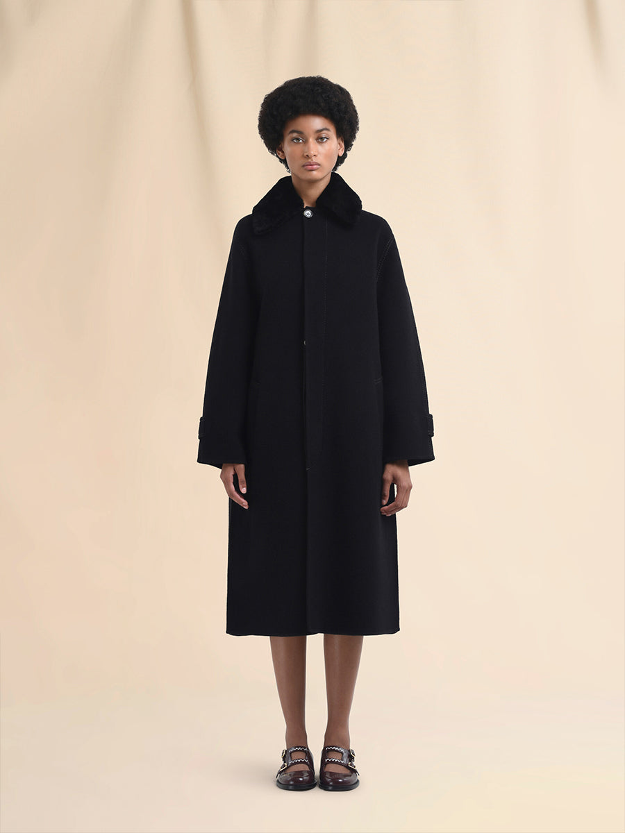 Marni Detachable Collar Duster Coat in Black