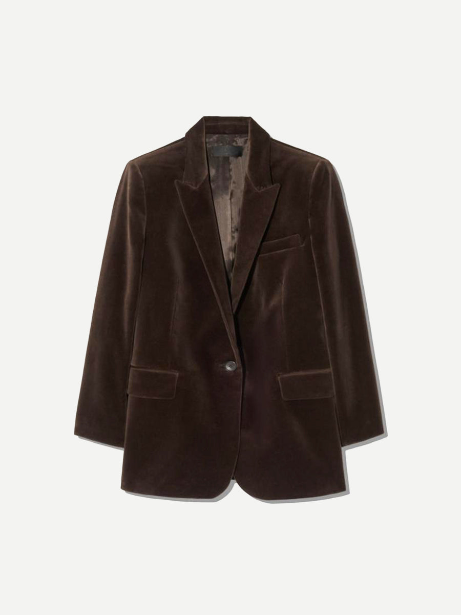Nili Lotan Diane Blazer in Suede Espresso | Shop Now at Adam Heath In Store and Online, Western Australia