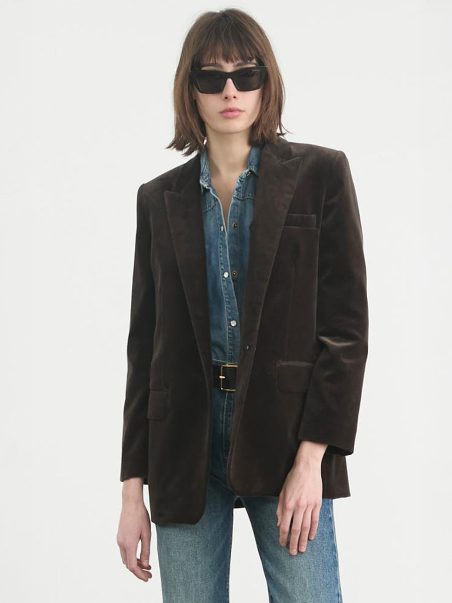 Nili Lotan Diane Blazer in Suede Espresso | Shop Now at Adam Heath In Store and Online, Western Australia